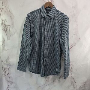 Brooks Brothers Shirt Mens Small Black Blue Plaid Button Up Check Long Sleeve